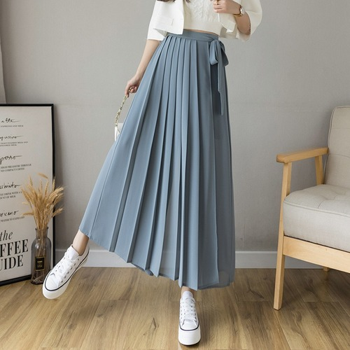 New Women Pleated Chiffon Trousers High Waist Pants Casual Wide Leg Pantalones - Picture 14 of 15