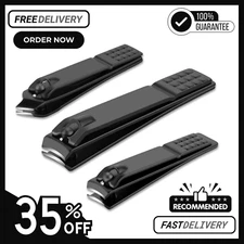 Nail Clippers Set Black Matte Stainless Steel Fingernail & Thick Toenail & Ingro