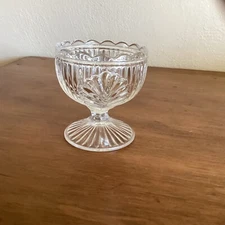 Antique Ribbed Palm Pattern Flint Glass Master Salt Dish 1860’s