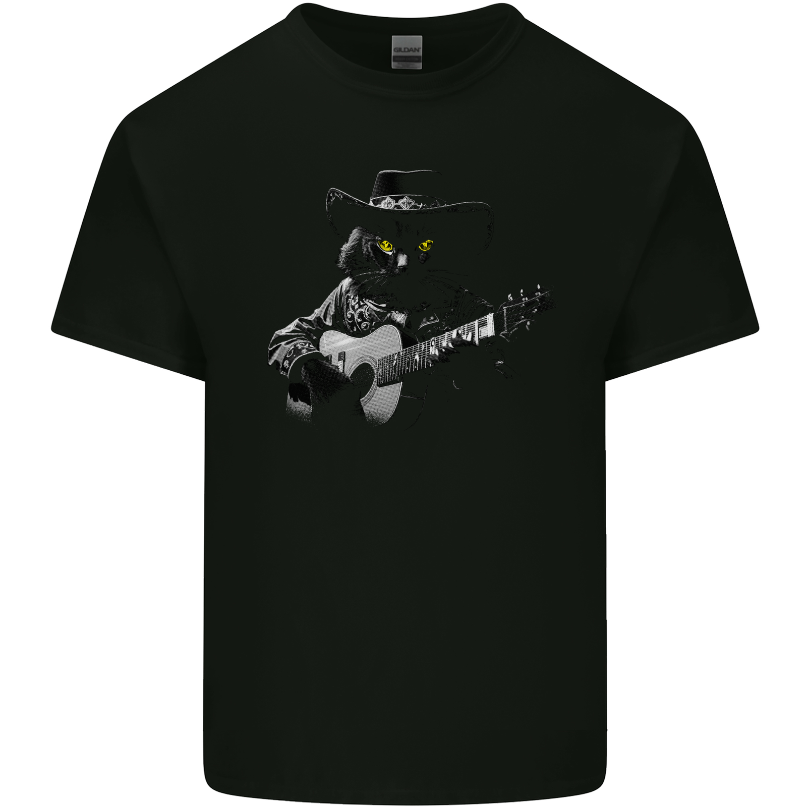 Country & Western Music Cat Acoustic Guitar Mens Cotton T-Shirt Tee Top