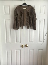 New Women’s Leifsdottir Beautiful Unique Fringe Leather Crop Jacket Light Brown