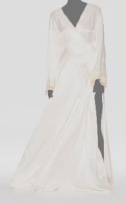 $1990 La Perla Women's White Long Silk Robe Sleepwear Size Small