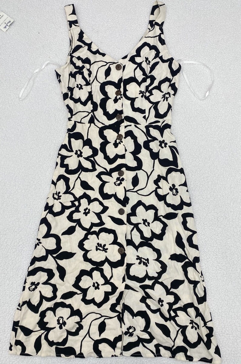 monteau los angeles dress Women's Small Ivory /black Rayon/Linen NEW!! monteau los angeles dress Women's Small Ivory /black Rayon/Linen NEW!!