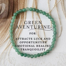 Natural Green Aventurine 4mm Beaded Crystal Healing Heart Chakra Luck Bracelet