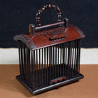 14cm China Old Bamboo Wood Grasshopper Cricket Cage Animal Pet Home Decorate