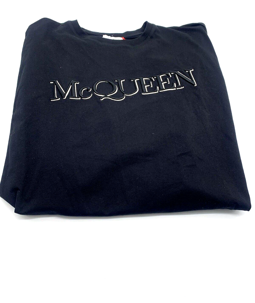 【送料&関税込】Alexander McQueen Logo Embroidery T-shirt AUTH Alexander McQueen Men's Embroidered Logo T-Shirt Size
