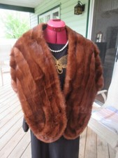  B2 brown mink fur stole wrap 57" in long 15.5" in center back 9" inches