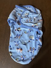 Summer Infant Swaddle Me Fleece Blue Construction Trucks 0-4 Months 7-14lbs
