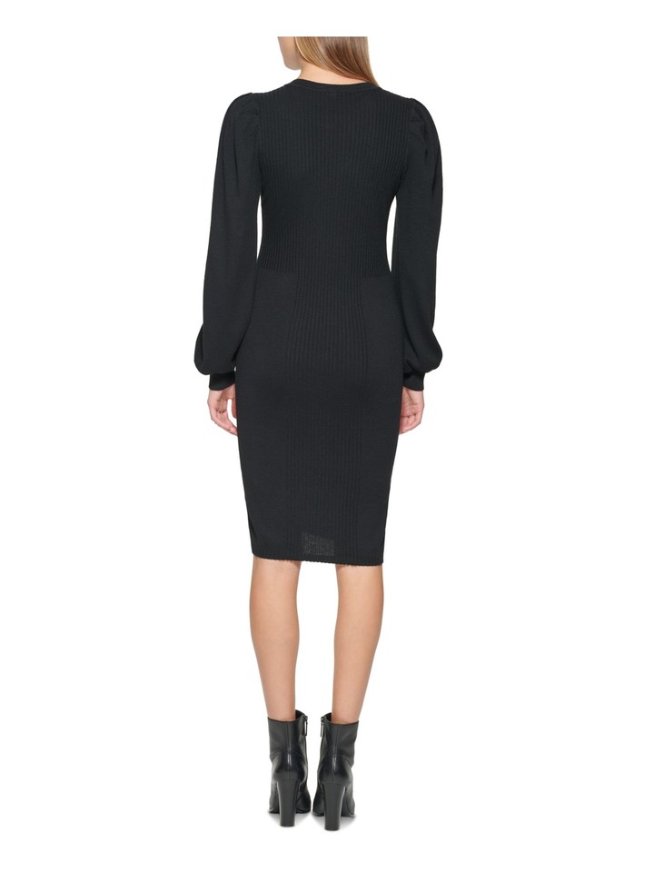 CALVIN KLEIN Womens Black Long Sleeve Above The Knee Evening Sweater