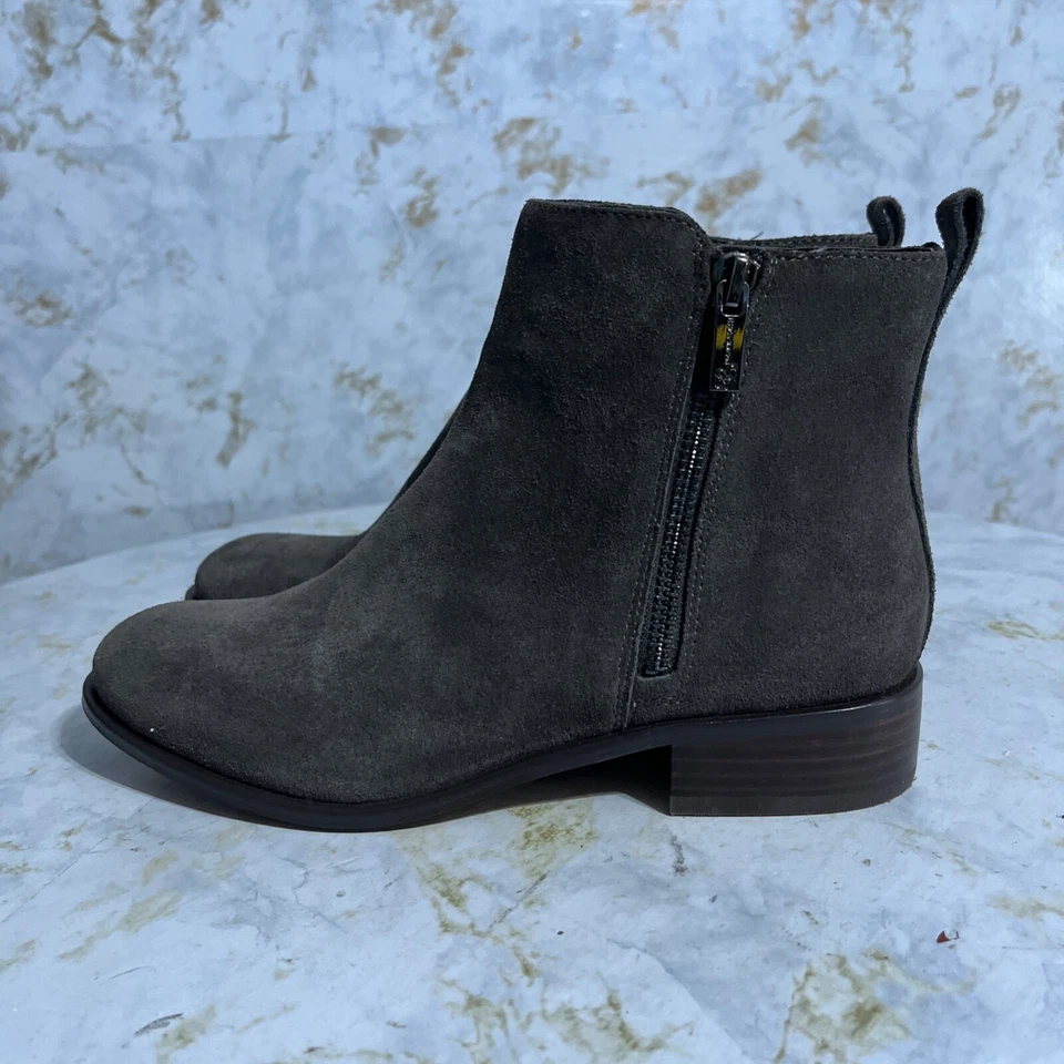 Jessica Simpson Mujer Talla 7M Zapatos Gris Negro Gamuza Cómodo Moda Botines Foto 4 de 4