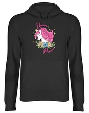 Unicorn Princess Hoodie Ladies Womens Pink Flowers Top Gift