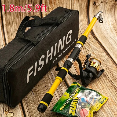 Kids Fishing Kit - 1.8m Fishing Rod & Reel Starter Set for Juniors - Afbeelding 3 van 7