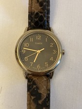 Timex Women’s Snake Print Leather Watch - New Battery Installed - Working