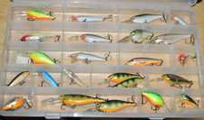 23 older lures rapala crankbaits assortment ALL Ireland Finland plano tackle box