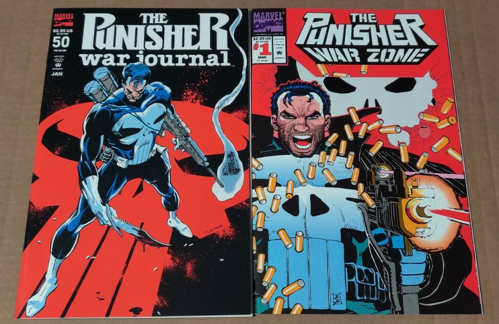 Punisher War Journal #50 Embossed Cover War Zone #1 Die-Cut Marvel