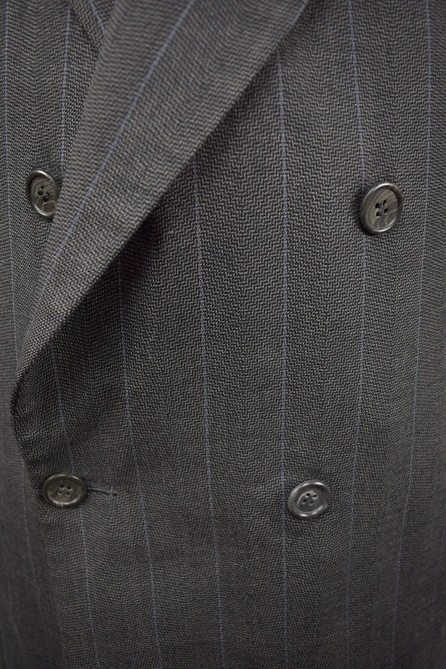 Abrigo Traje Givenchy Monsieur Gris Oscuro Rayas Lana Doble Pecho Talla: 40R Foto 2 de 4