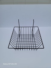 Metal Wire Black Slatwall Gridwall Pegboard Small Double Sloping Basket