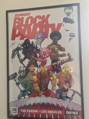 Fortnite Summer Block Party Offcial Poster Signed By LazarBeam