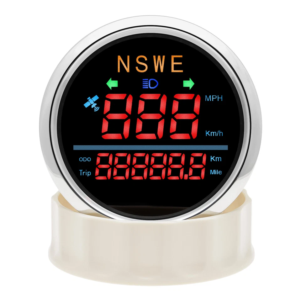 Velocímetro GPS retroiluminación roja 85 mm MPH KM/H calibre para motocicletas barco coche camión Foto 4 de 4