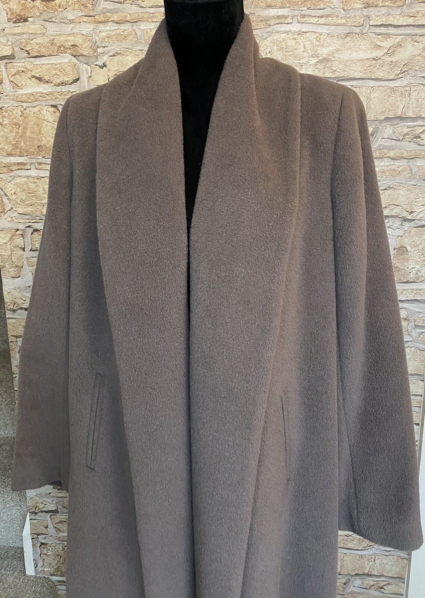 Peruvian Connection Baby Alpaca Decades Maxi Long Coat Taupe Medium UK 12 14