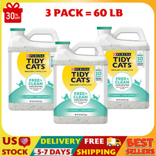 3 PACK X 20lb. Purina Tidy Cats Clumping Cat Litter, Free  Clean Unscented