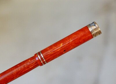 WAHL EVERSHARP Red Marbled Lever Filler Fountain Stift - Solid Gold 18 Karat Nib