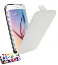 ETUI FOLIO A RABAT SAMSUNG GALAXY S6 EDGE OPEN FLIP BLANC ECO-CUIR (PU)