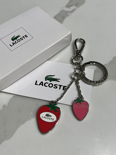New Authentic LACOSTE Enamel Strawberry KeyChain Keyring FOB Charm Luggage Tag - Picture 4 of 11
