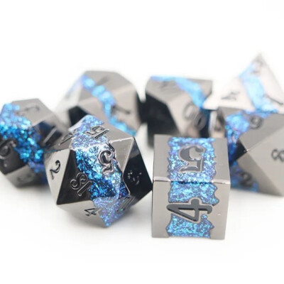 Blue Rift Stones Metal Dice Set for D&D Pathfinder RPG