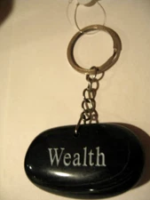 Keychain Polished Stone NWT Black Keyring Wealth