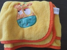 Nuby Giraffe Soft Baby Security Blanket Lovey Orange trim Yellow 28  x 38  