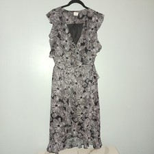 A New Day Faux Wrap Dress Size Small Black White Floral