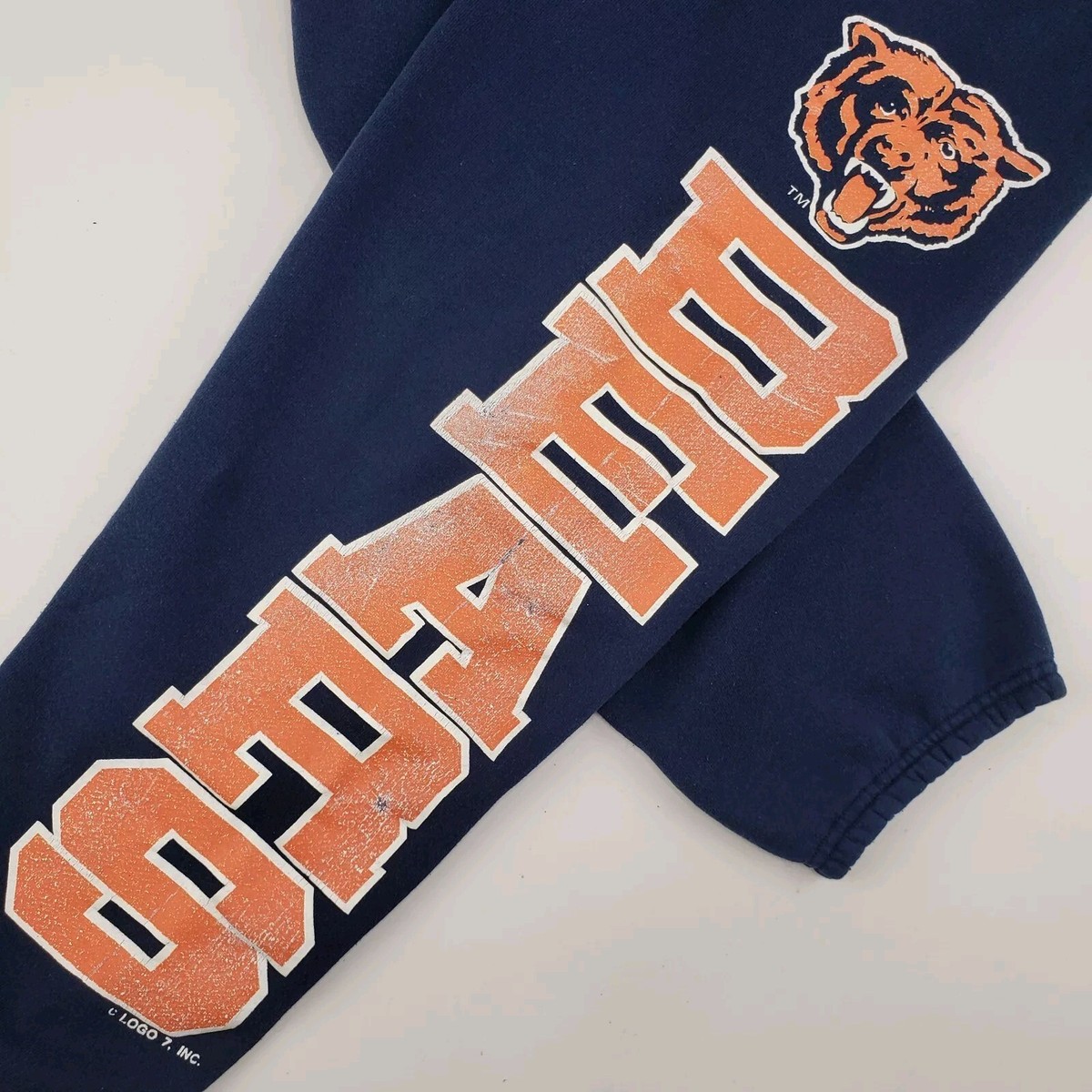 Vintage 90s Logo 7 Chicago Bears HEAVYWEIGHT Sweatpants XL Blue