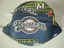FACE MASK - ADULT - "MILWAUKEE BREWERS" - NEW - REVERSIBLE - HOMEMADE