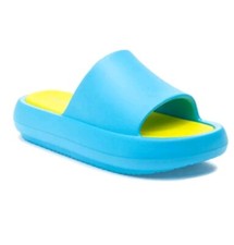 New J/Slides EVA SQUISH Turquoise/Yellow Lightweight Comfy Beach Slides Size 9