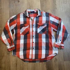 Dakota Flannel Shirt Vtg USA Made Thick Cotton Outdoors Plaid Grunge Mens Large
