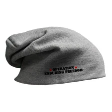 Slouchy Beanie for Men Operation Enduring Freedom Embroidery Women Skull Cap