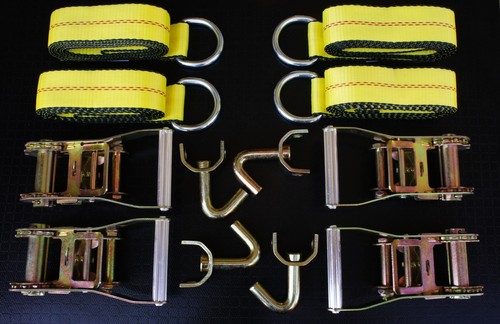 Ratchet Straps 8-Piece Red Lasso Strap Kit - 8ft Long, 2" Ratchet - Foto 2