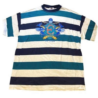 VTG Excalibur Shirt Mens Large Las Vegas Striped Dragon Short Sleeve Y2K