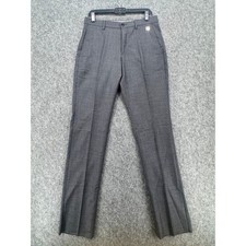 Versace Collection Mens Charcoal Gray Medusa Logo Leather Trim Dress Pants