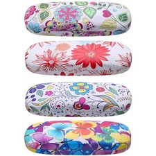 4-Piece Flower Sunglasses Case Set - PU Leather Hard Shell Glasses Box for