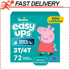 Pampers Easy Ups Training Pants Size 5 3T-4T 72 Count Leakproof Toddler Fit