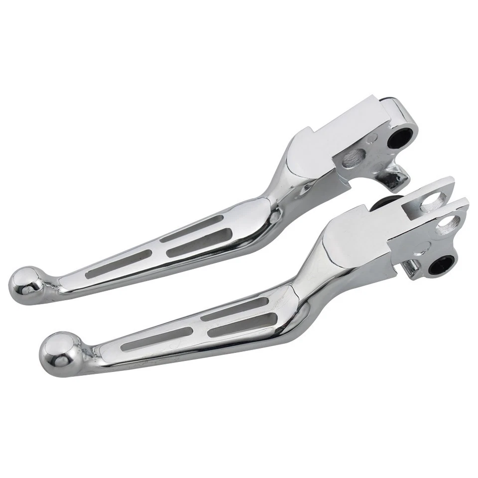 Black/Chrome Slotted Brake Clutch Levers for Harley Sportster Dyna Road Glide - Изображение 2 из 4