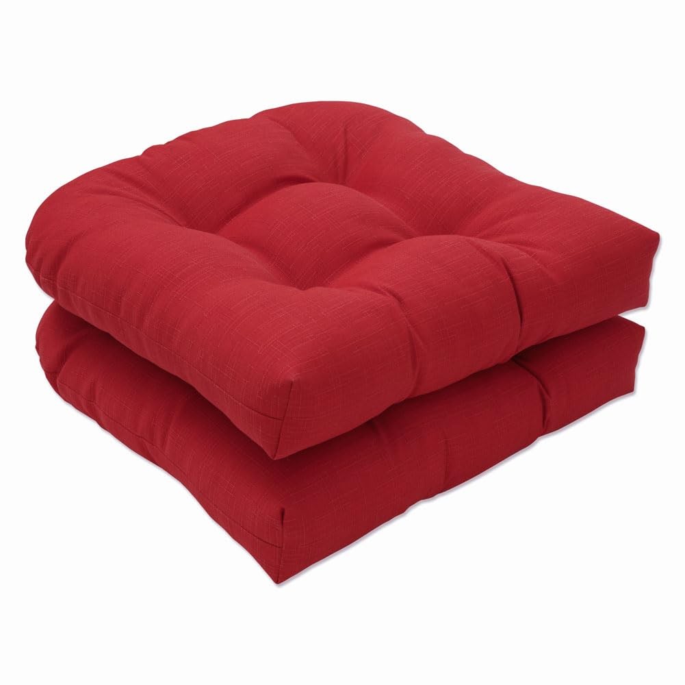 Pillow Perfect Monti Chino Red 19x19" Reversible Patio Seat Cushion 2-Pack