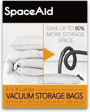 SpaceAid Jumbo Vacuum Storage Bags, Space Saver Sealer X-Large 3 Pack, Clear 