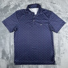 Vineyard Vines Polo Shirt Mens M Blue All Over Print On The Go Sankaty