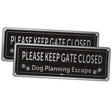 2 Pack Please Close The Gate Matal Sign - 3.5x9.8-IN Dog Planning Escape Sign...
