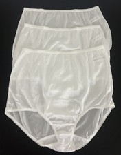 Underscore Women's 7 100 Nylon Panties Briefs Granny Panty 3pr White NWOT