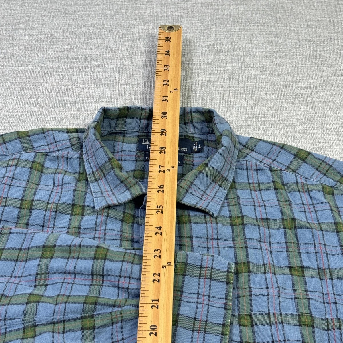 Polo Ralph Lauren Bonnard Flannel Shirt Wool Cotton Mens L Blue