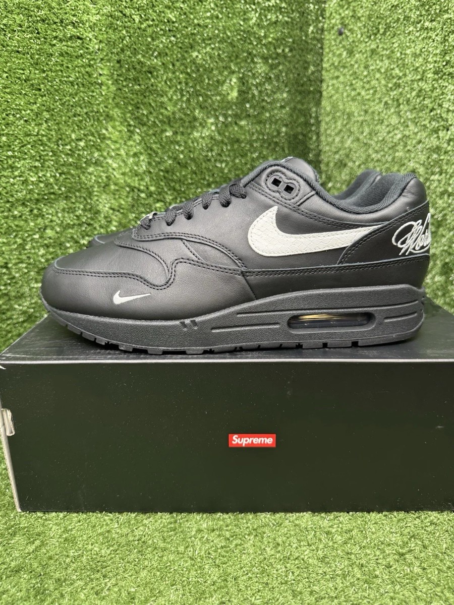 Size 9.5 - Nike Supreme x Air Max 1 87 SP Black White | eBay